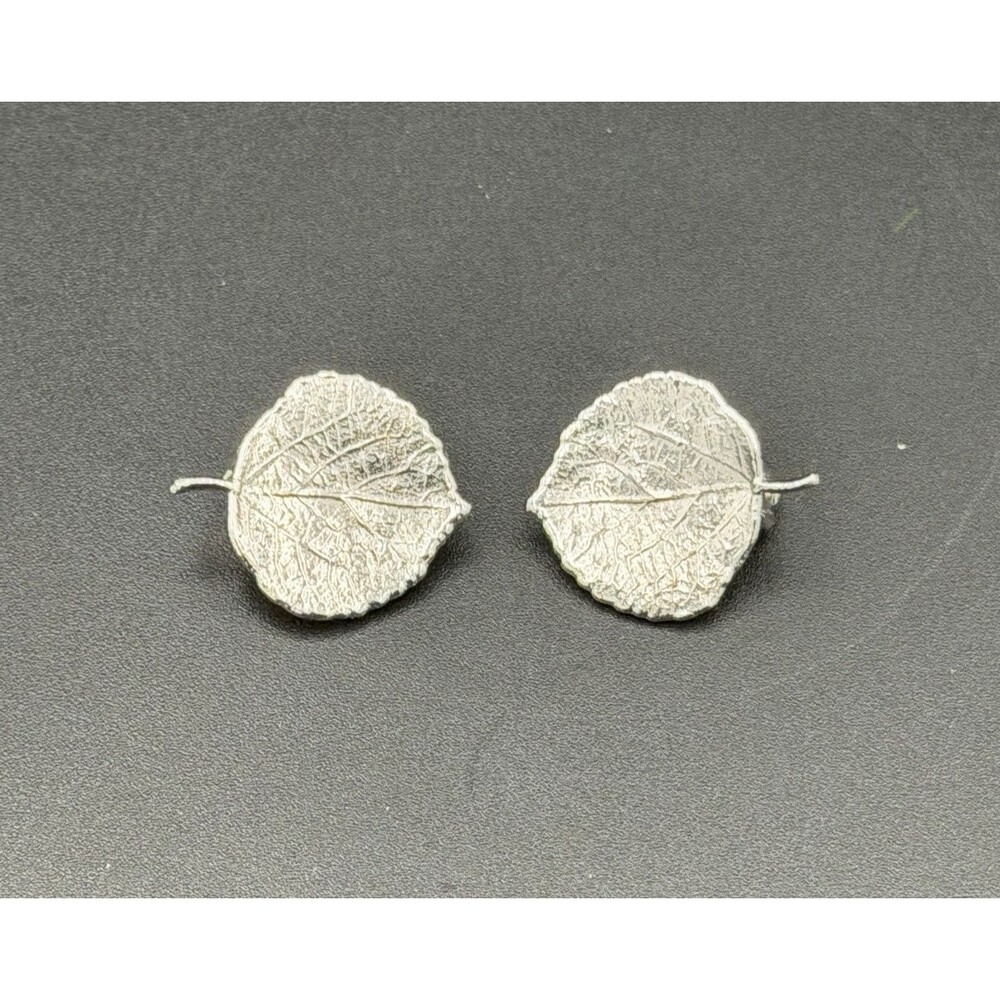 Vintage Silver Tone Clip on Leaf Earrings Signed Custom